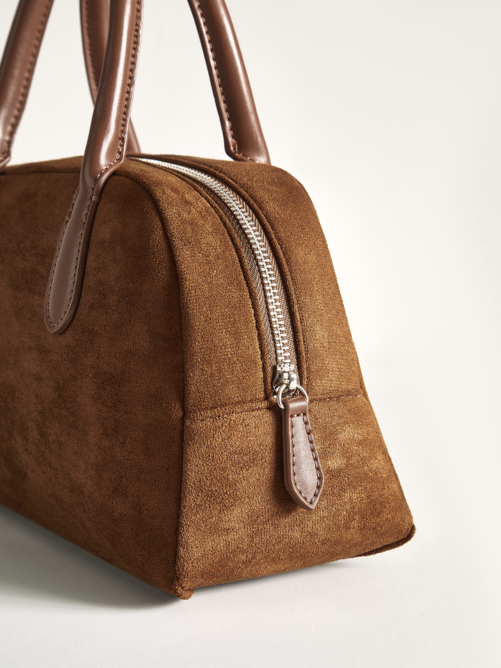 Suede Dome Top Handle Bag