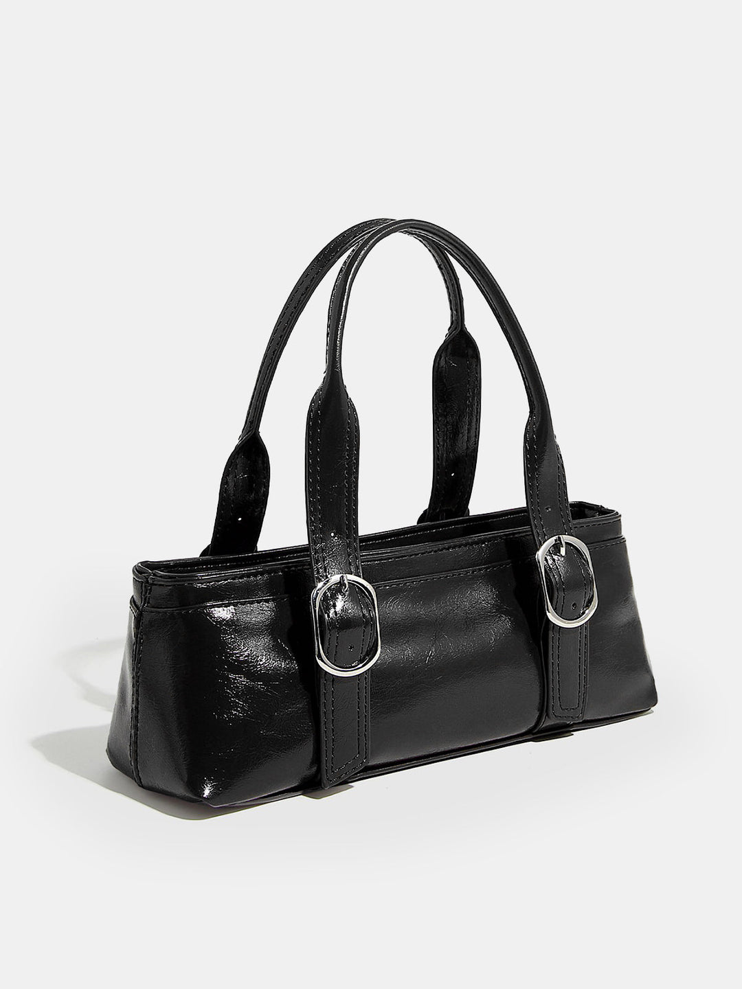 Glossy Buckle Handle Bag