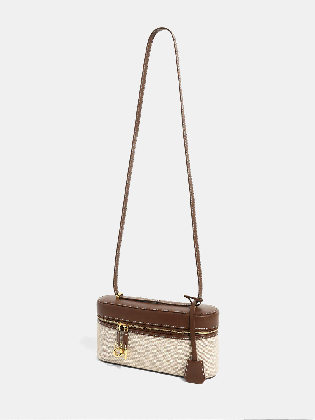 Two-Tone Canvas & PU Panel Box Bag