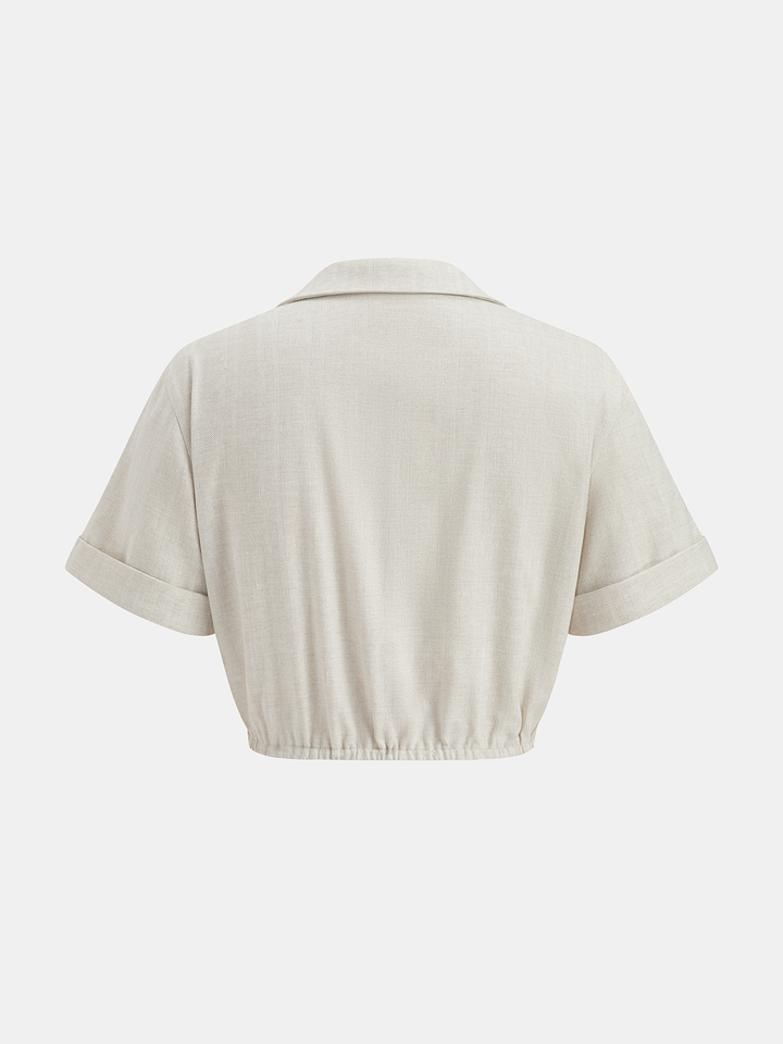 Cotton Linen Crop Top & Pleated Pants Set
