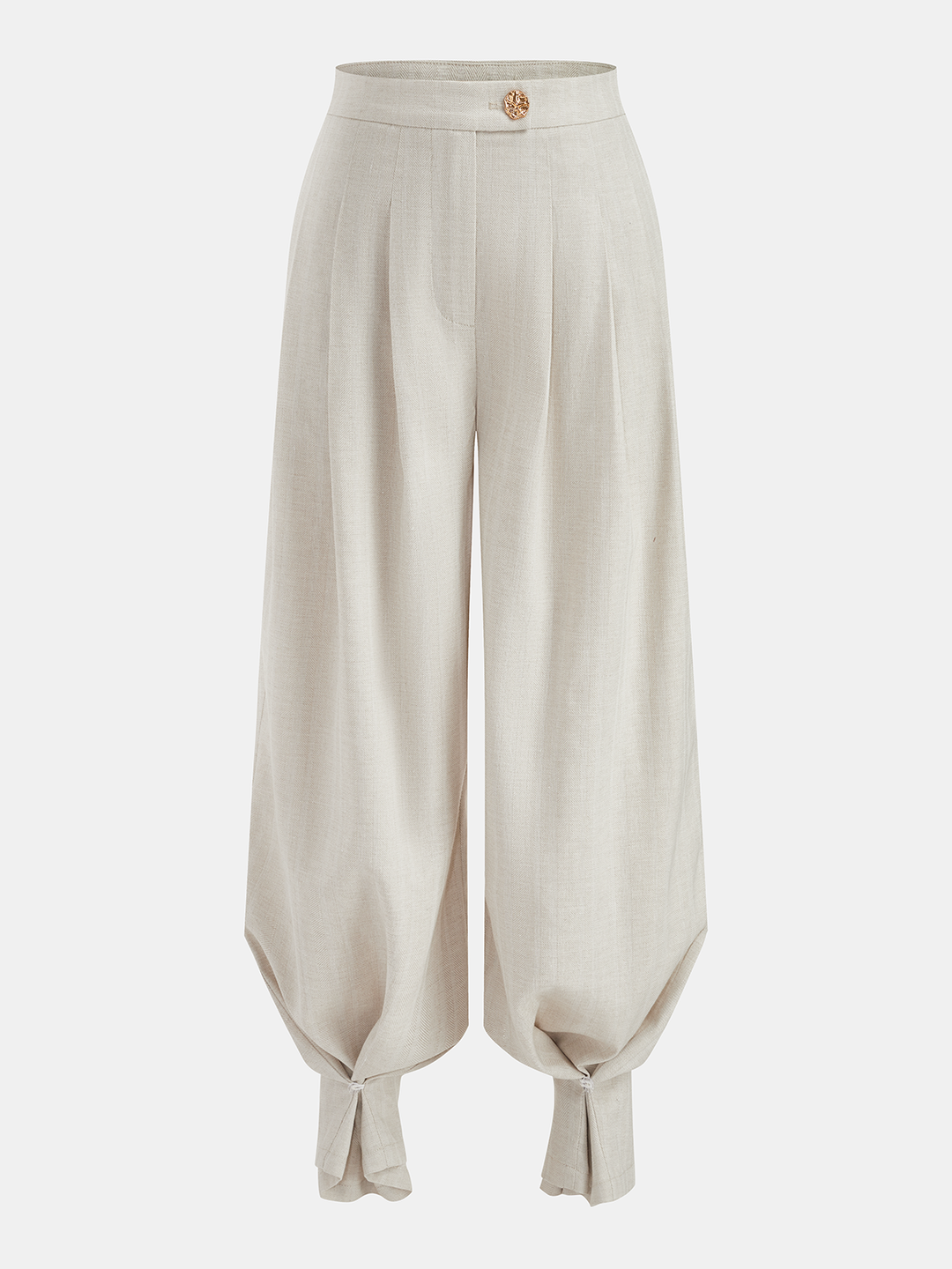 Cotton Linen Crop Top & Pleated Pants Set
