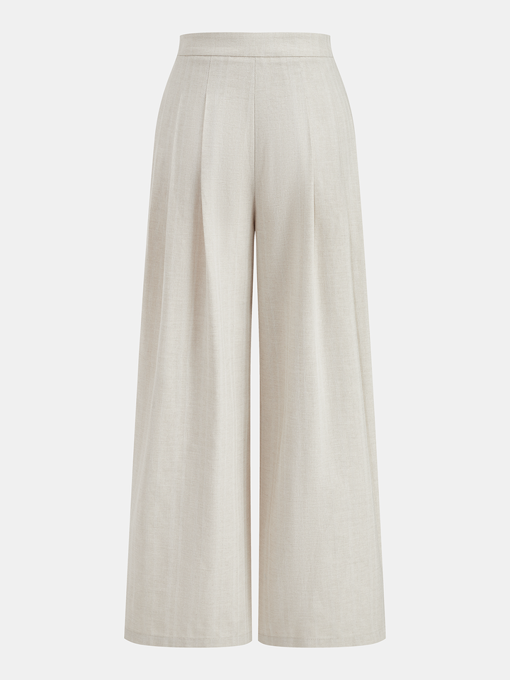 Cotton Linen Crop Top & Pleated Pants Set