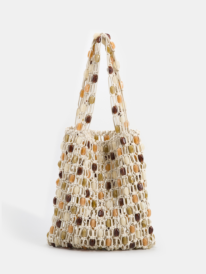 Handwoven Beaded Shoulder Tote Handbag