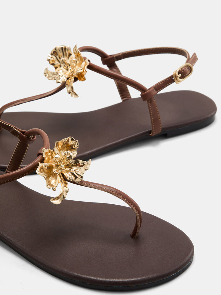 Flower Detail Thong Flat Sandals