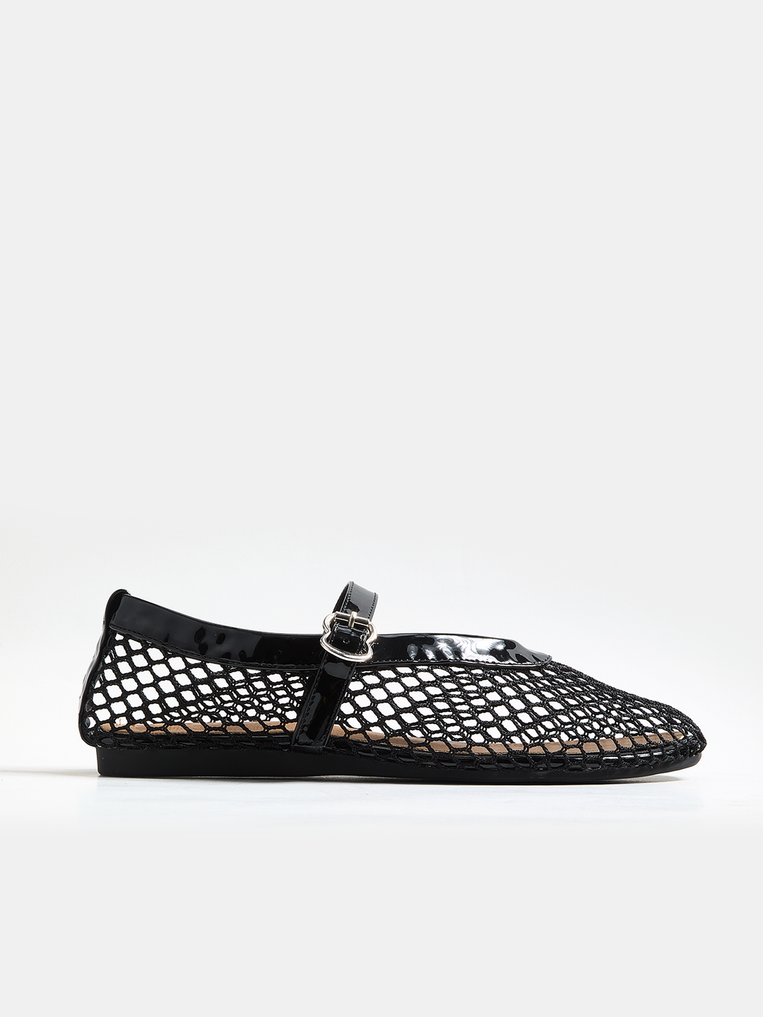 Genuine Leather Mesh Ballet Flats