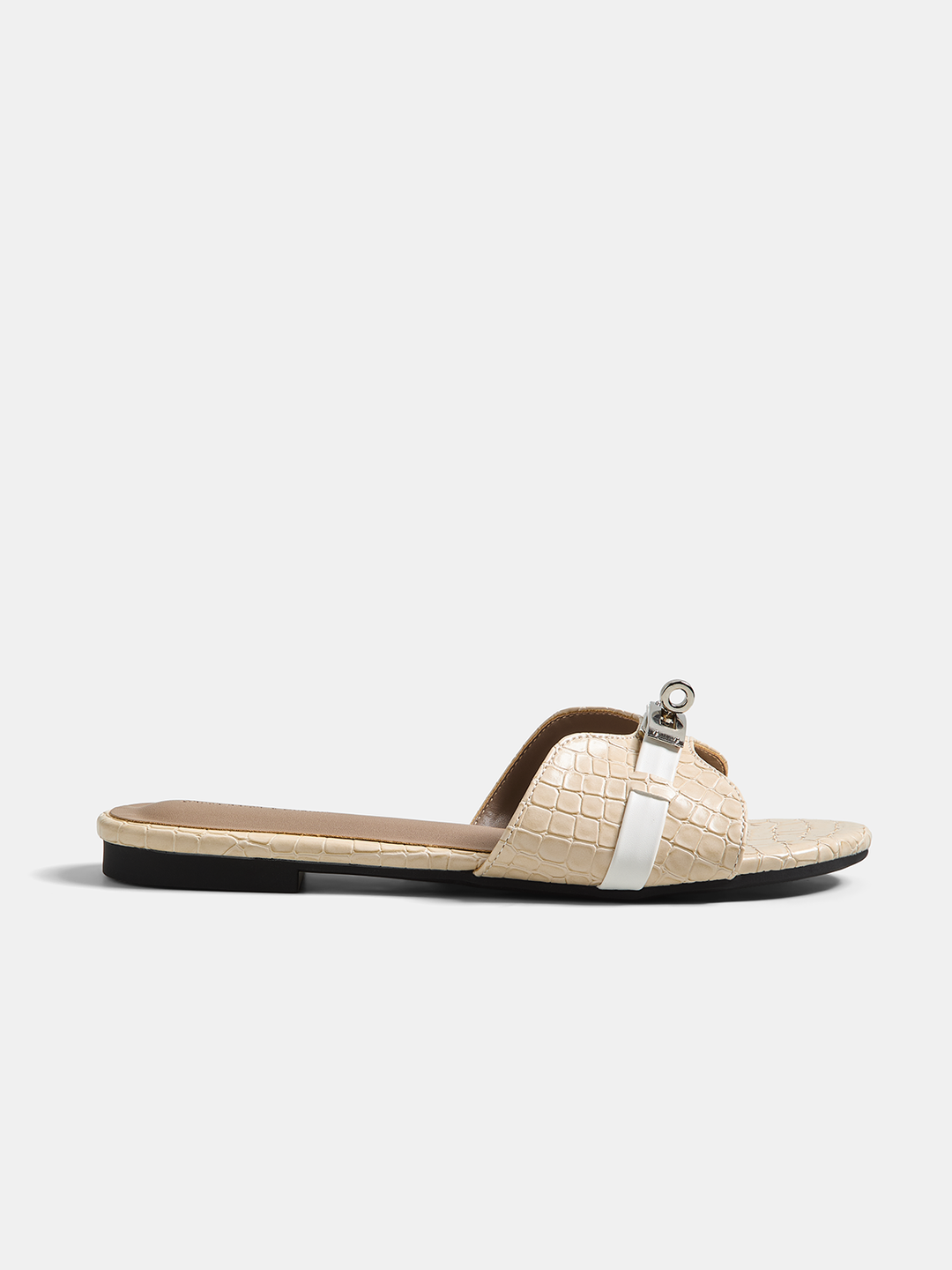 Crocodile Pattern Buckle Slide Sandals